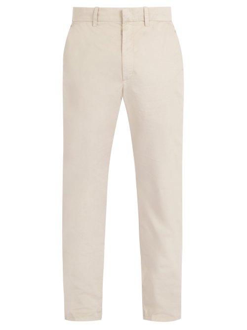 Matchesfashion.com Bottega Veneta - Mid Rise Cotton Chino Trousers - Mens - Light Beige