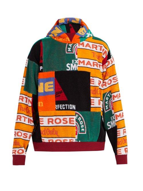 Matchesfashion.com Martine Rose - Beermat Cotton Terry Patchwork Hooded Sweatshirt - Mens - Multi