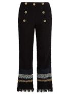 Sonia Rykiel Frayed-hem Cropped Tweed Trousers