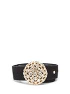 Matchesfashion.com Alessandra Rich - Crystal-buckle Suede Belt - Womens - Black