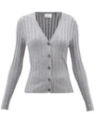 Matchesfashion.com Allude - V-neck Ribbed Wool Cardigan - Womens - Light Grey
