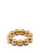 Balenciaga - Bb-logo Antiqued Beaded Bracelet - Womens - Gold