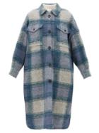 Matchesfashion.com Isabel Marant Toile - Gabrion Single-breasted Checked Wool-blend Coat - Womens - Blue Multi