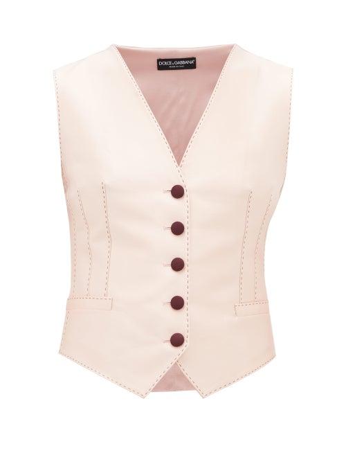 Matchesfashion.com Dolce & Gabbana - Darted Silk-blend Waistcoat - Womens - Light Pink