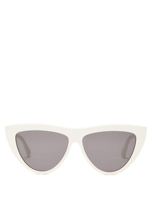 Matchesfashion.com Bottega Veneta - Cat Eye Acetate Sunglasses - Womens - White
