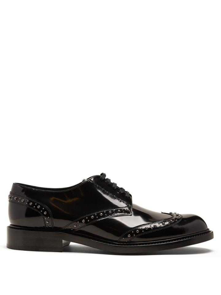 Saint Laurent Stud-embellished Leather Brogues