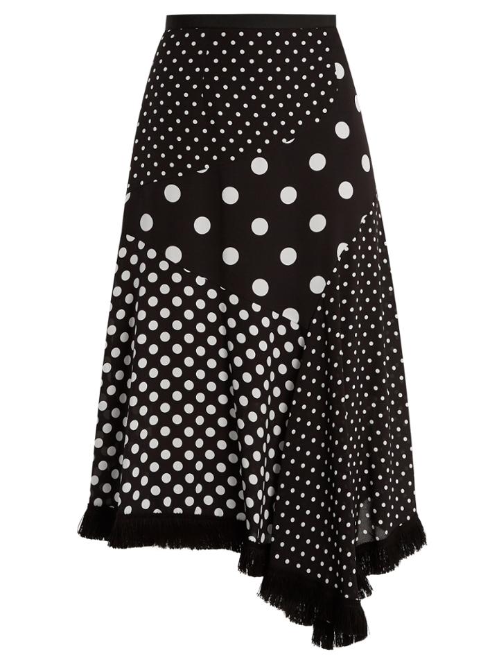 Andrew Gn Polka-dot Print Asymmetric Silk Skirt