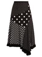 Andrew Gn Polka-dot Print Asymmetric Silk Skirt