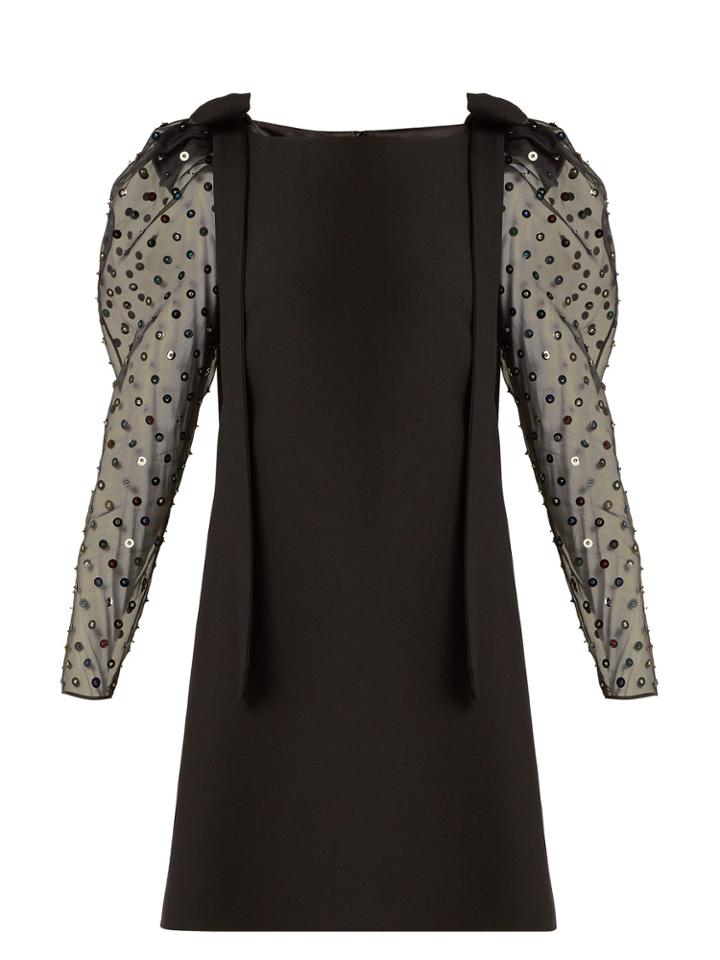 Valentino Boat-neck Sequin And Bead-embellished Mini Dress