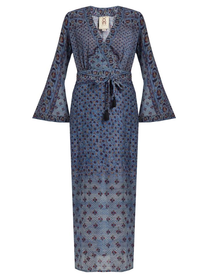Figue Stevie V-neck Bell-sleeved Cotton-blend Maxi Dress