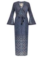 Figue Stevie V-neck Bell-sleeved Cotton-blend Maxi Dress