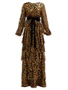 Valentino Tiered Leopard Fil-coup Chiffon Gown