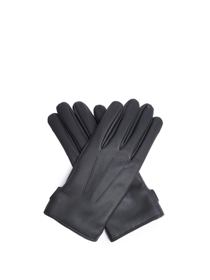 Lanvin Topstitched Grained-leather Gloves