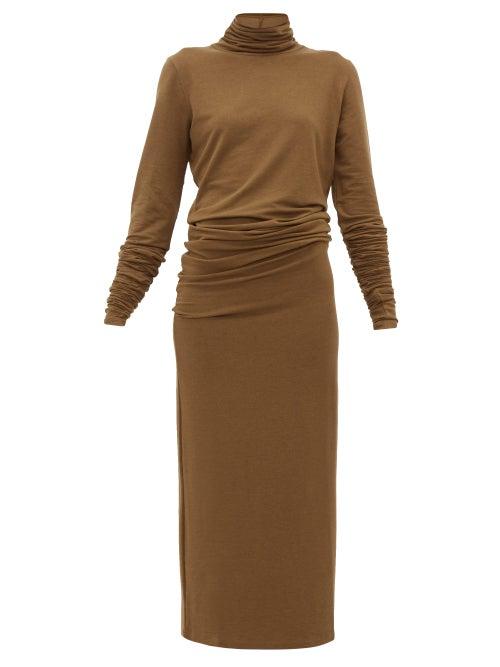 Matchesfashion.com Lemaire - Roll Neck Stretch Jersey Maxi Dress - Womens - Brown