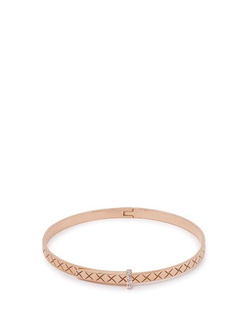 Matchesfashion.com Bottega Veneta - Intrecciato 18kt Rose Gold & Diamond Bracelet - Womens - Rose Gold