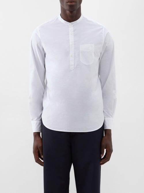 Officine Gnrale - Auguste Collarless Cotton-poplin Shirt - Mens - White