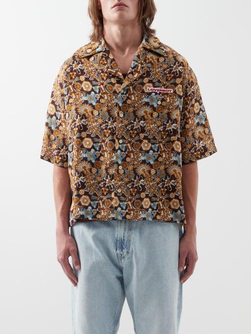 Charles Jeffrey Loverboy - Cuban-collar Instrument-print Linen Shirt - Mens - Multi