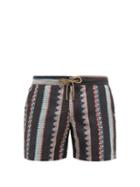 Matchesfashion.com Thorsun - Geometric Print Technical Swim Shorts - Mens - Black Multi