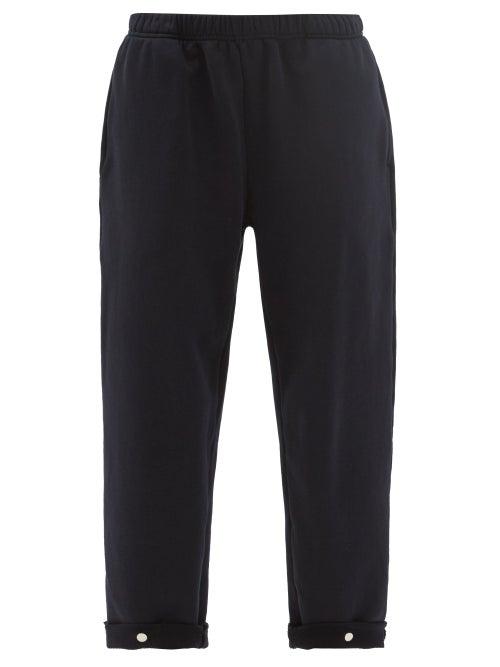 Ladies Rtw Les Tien - Snap-front Brushed-back Cotton Track Pants - Womens - Navy