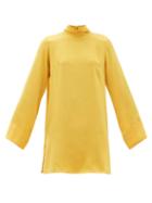 Matchesfashion.com Worme - Roll Neck Silk Mini Dress - Womens - Yellow