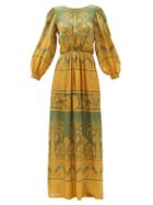 Matchesfashion.com Johanna Ortiz - Gift Of The Nile Palm Tree-print Silk Dress - Womens - Green Multi