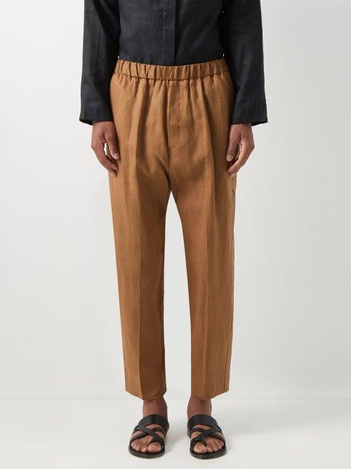 Albus Lumen - Nemus Linen-hopsack Trousers - Mens - Orange