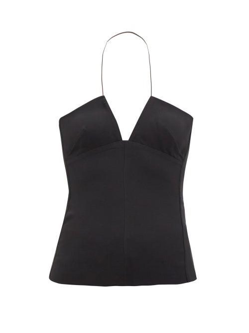 Nensi Dojaka - Halterneck Twill Top - Womens - Black