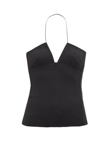 Nensi Dojaka - Halterneck Twill Top - Womens - Black