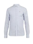 Matchesfashion.com Maison Kitsun - Logo Appliqu Striped Cotton Shirt - Mens - Blue