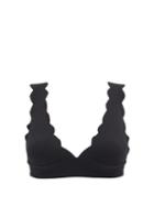 Matchesfashion.com Marysia - Santa Clara Scallop-edged Bikini Top - Womens - Black
