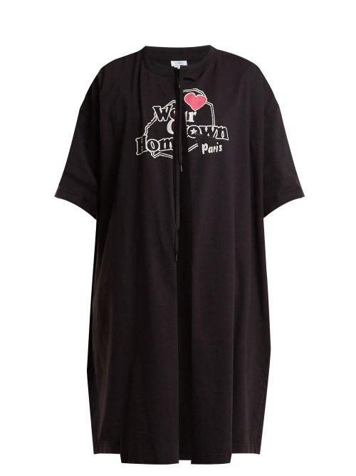 Matchesfashion.com Vetements - Printed T Shirt Coat - Womens - Black