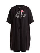 Matchesfashion.com Vetements - Printed T Shirt Coat - Womens - Black