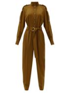 Matchesfashion.com Proenza Schouler - Belted Wool-blend Jumpsuit - Womens - Brown