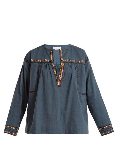 Matchesfashion.com Isabel Marant Toile - Bilcky Cotton Top - Womens - Mid Blue