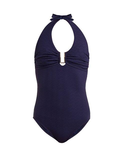 Matchesfashion.com Melissa Odabash - Tampa Halterneck Swimsuit - Womens - Navy