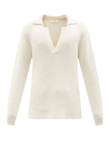 Sfr - Claude Open-neck Merino Sweater - Mens - White
