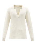 Sfr - Claude Open-neck Merino Sweater - Mens - White