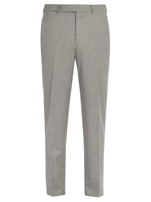 Matchesfashion.com Ermenegildo Zegna - Mid Rise Straight Leg Wool Trousers - Mens - Light Grey