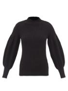 Zimmermann - Puff-sleeved Cashmere Ribbed Sweater - Womens - Black