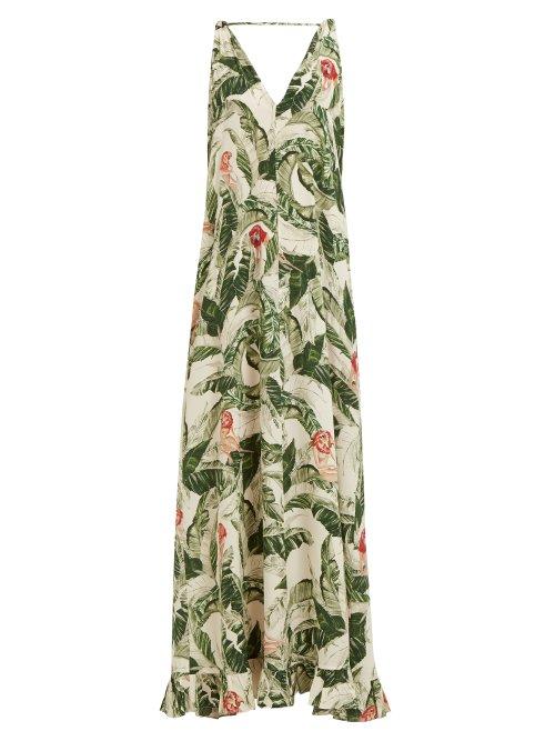 Matchesfashion.com Adriana Degreas X Cult Gaia - X Cult Gaia Tropical Print Crepe Maxi Dress - Womens - Green