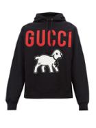 Matchesfashion.com Gucci - Lamb Print Cotton Hooded Sweatshirt - Mens - Black