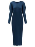 Pleats Please Issey Miyake - Technical-pleated Midi Dress - Womens - Dark Blue