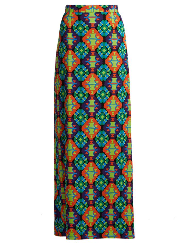 Andrew Gn Geometric-print Silk-crepe Maxi Skirt