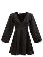 Fil De Vie - Montauk Bar-embroidered Linen-canvas Minidress - Womens - Black