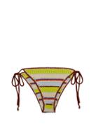 Ganni - Tie-side Crochet Organic-cotton Bikini Briefs - Womens - Multi