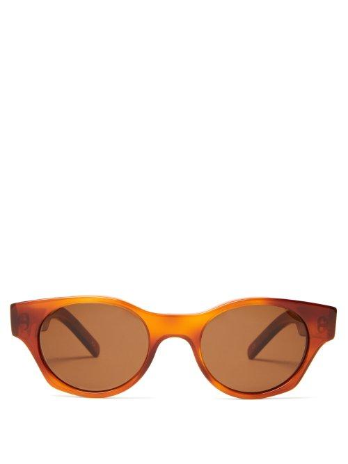 Matchesfashion.com Andy Wolf - Gideon Sun Oval Acetate Sunglasses - Mens - Brown