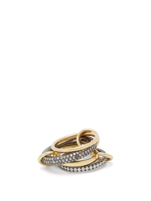 Matchesfashion.com Spinelli Kilcollin - Vega Diamond Pav, 18kt Gold & Silver Ring - Womens - Gold