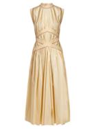 Matchesfashion.com Roksanda - Braelyn Sleeveless Cotton Poplin Dress - Womens - Cream