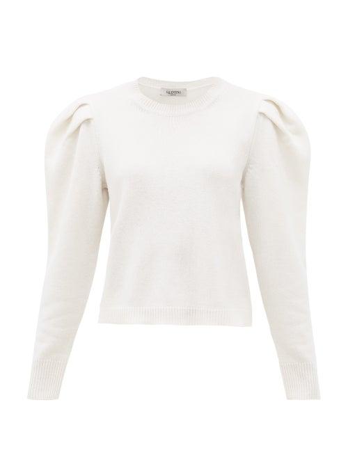 Matchesfashion.com Valentino - Puff-sleeve Cashmere Sweater - Womens - White