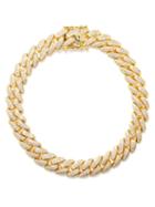 Fallon - Crystal-pav Curb-link Necklace - Womens - Yellow Gold